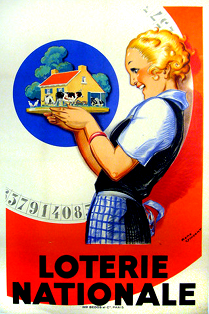 loterie nationale vincent 1925 vintage poster 